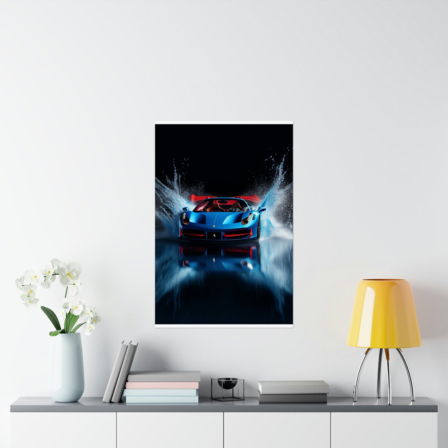 Premium Matte Vertical Posters Ferrari Water Splash 1