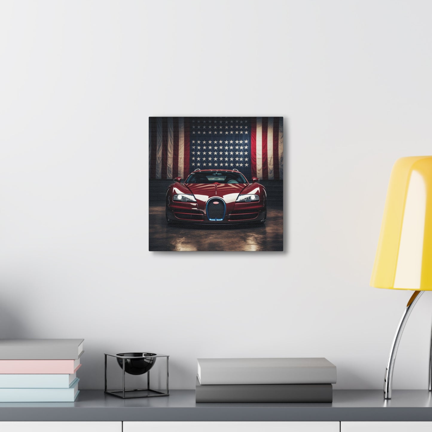 Canvas Gallery Wraps American Flag Background Bugatti 1