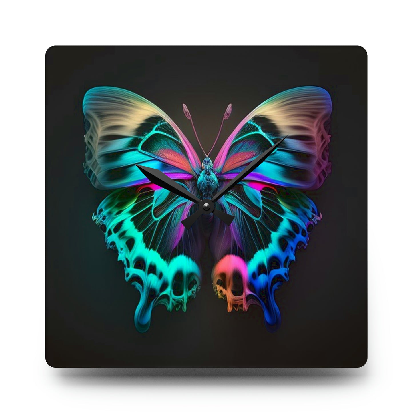 Acrylic Wall Clock Neon Butterfly Fusion 2