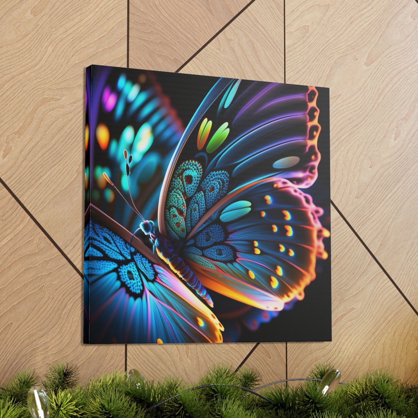 Canvas Gallery Wraps Neon Butterfly Macro 2