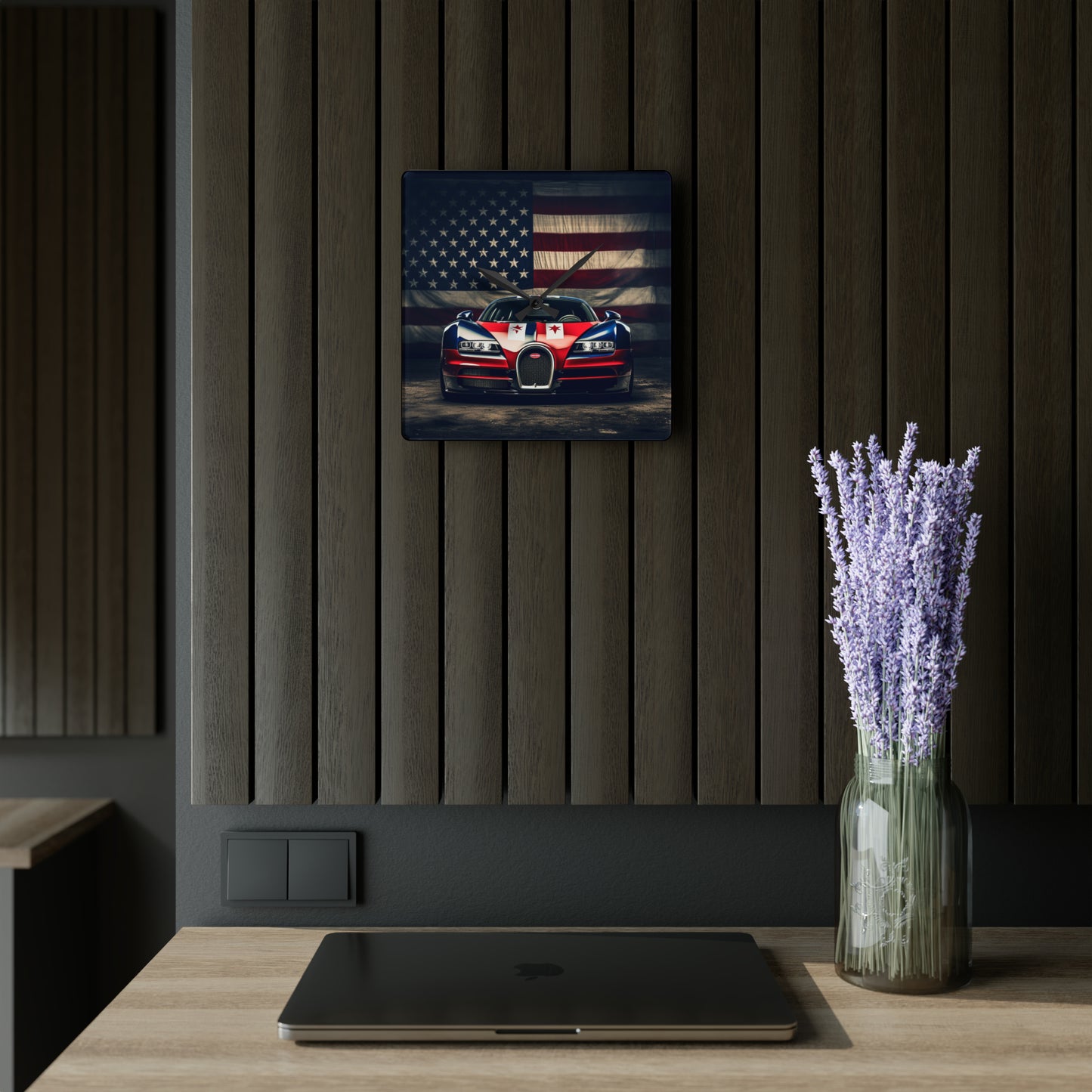 Acrylic Wall Clock Bugatti American Flag 3