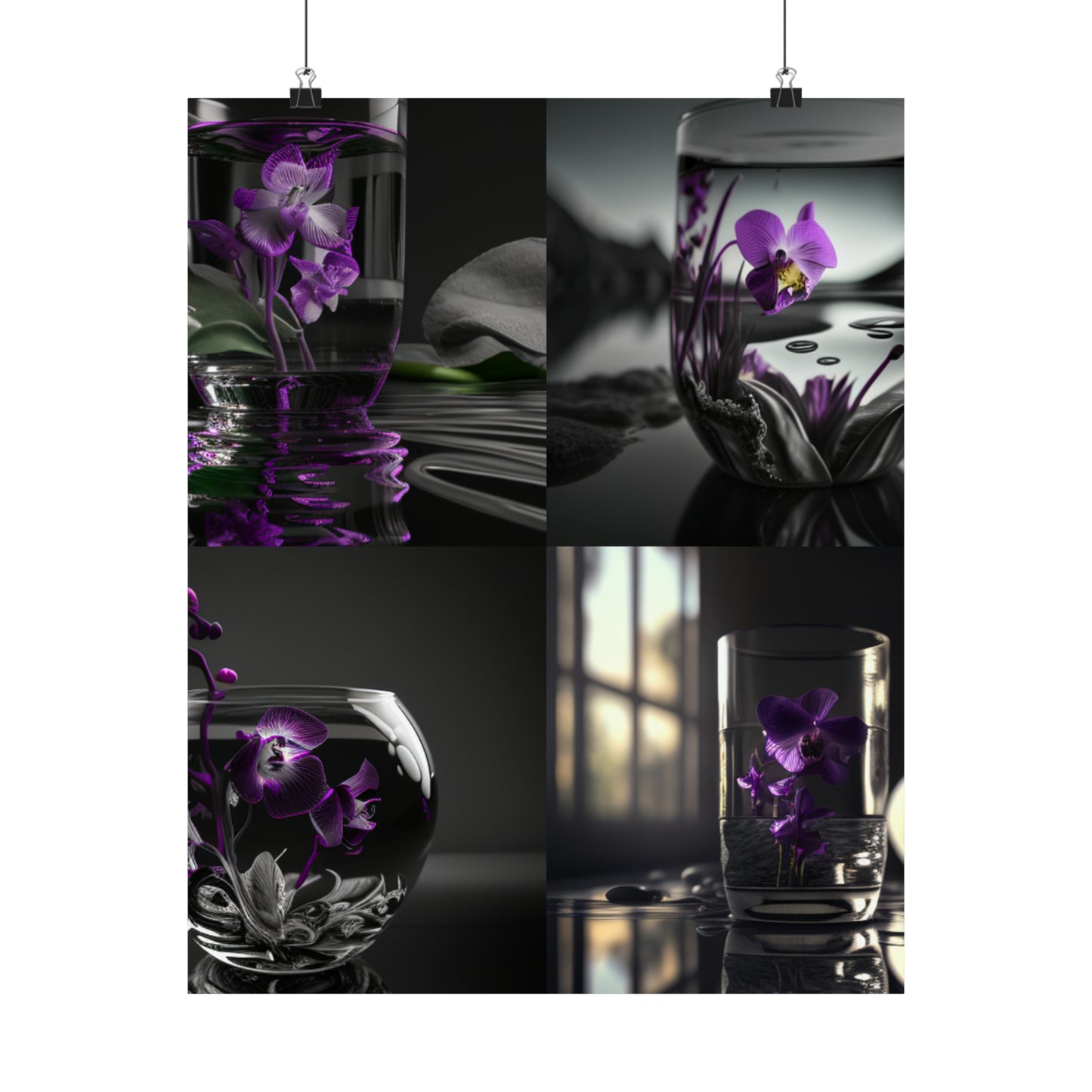 Premium Matte Vertical Posters Purple Orchid Glass vase 5