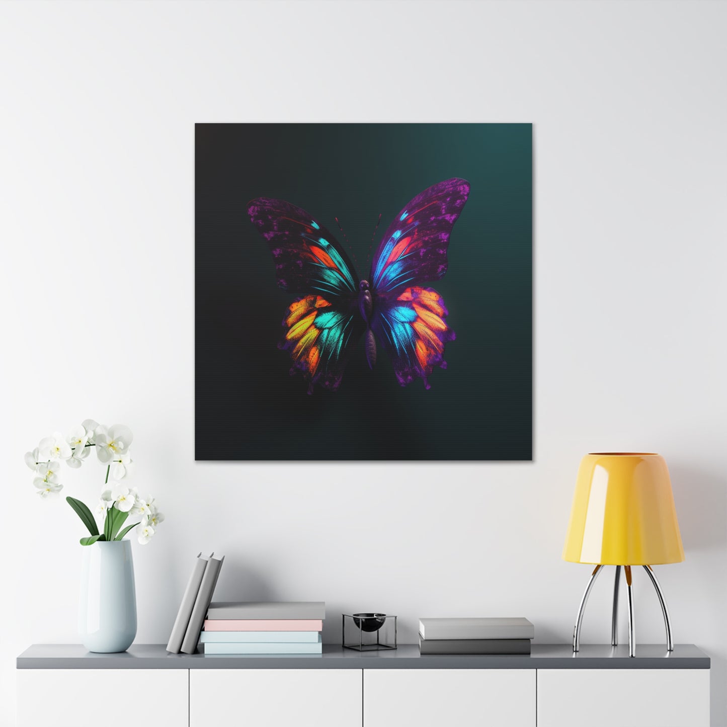 Canvas Gallery Wraps Hyper Colorful Butterfly Purple 1