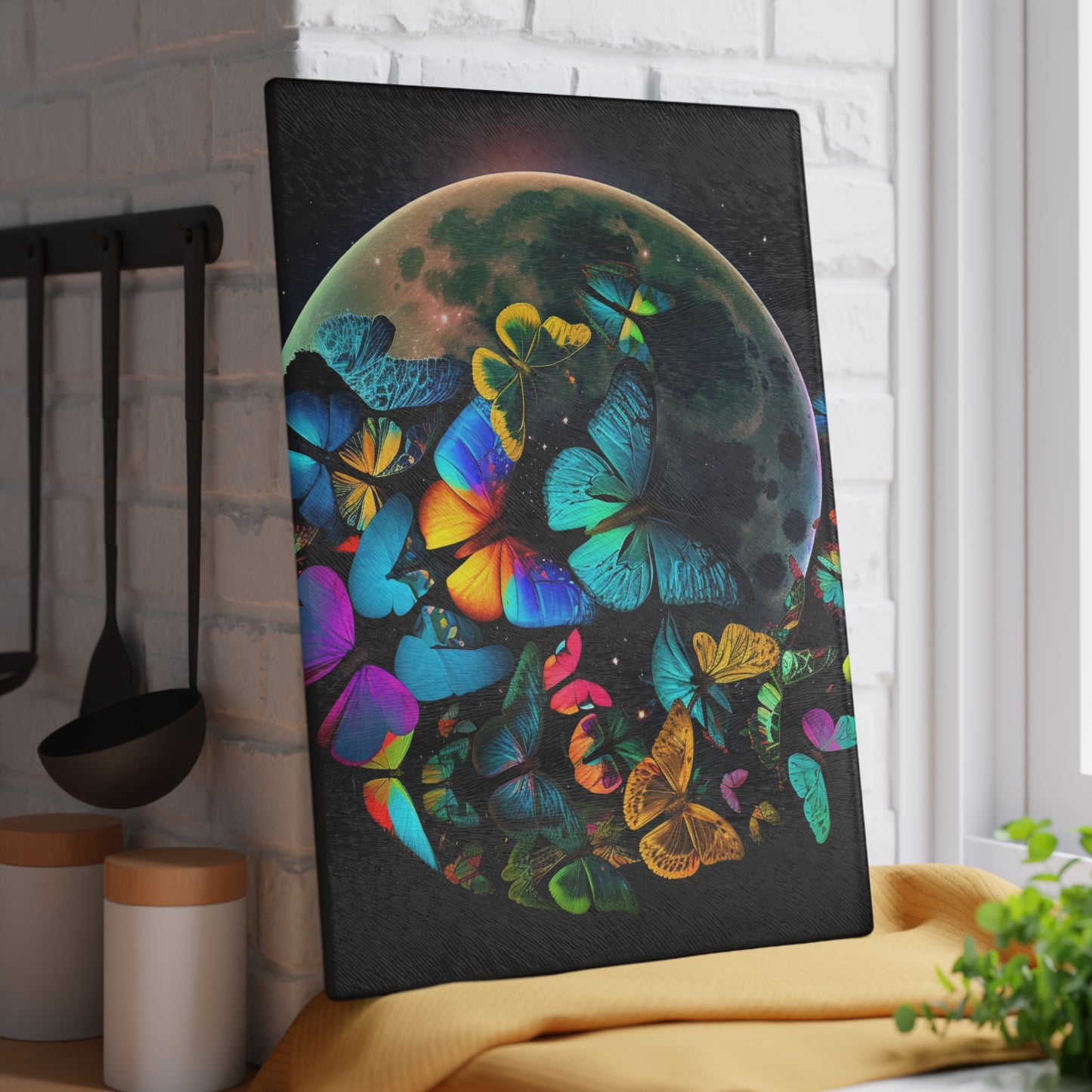 Glass Cutting Board Moon Butterfly 2