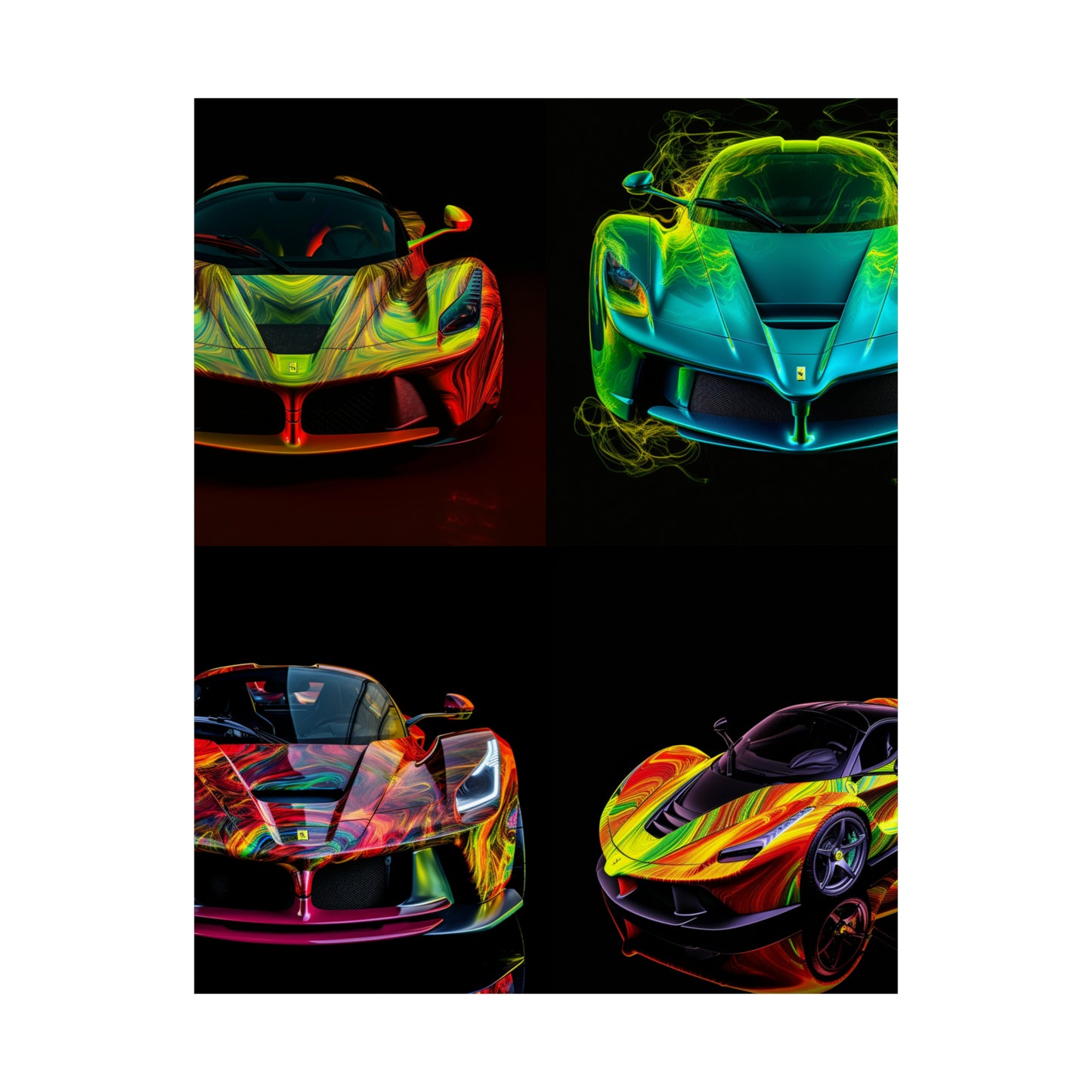 Premium Matte Vertical Posters Ferrari Neon 5