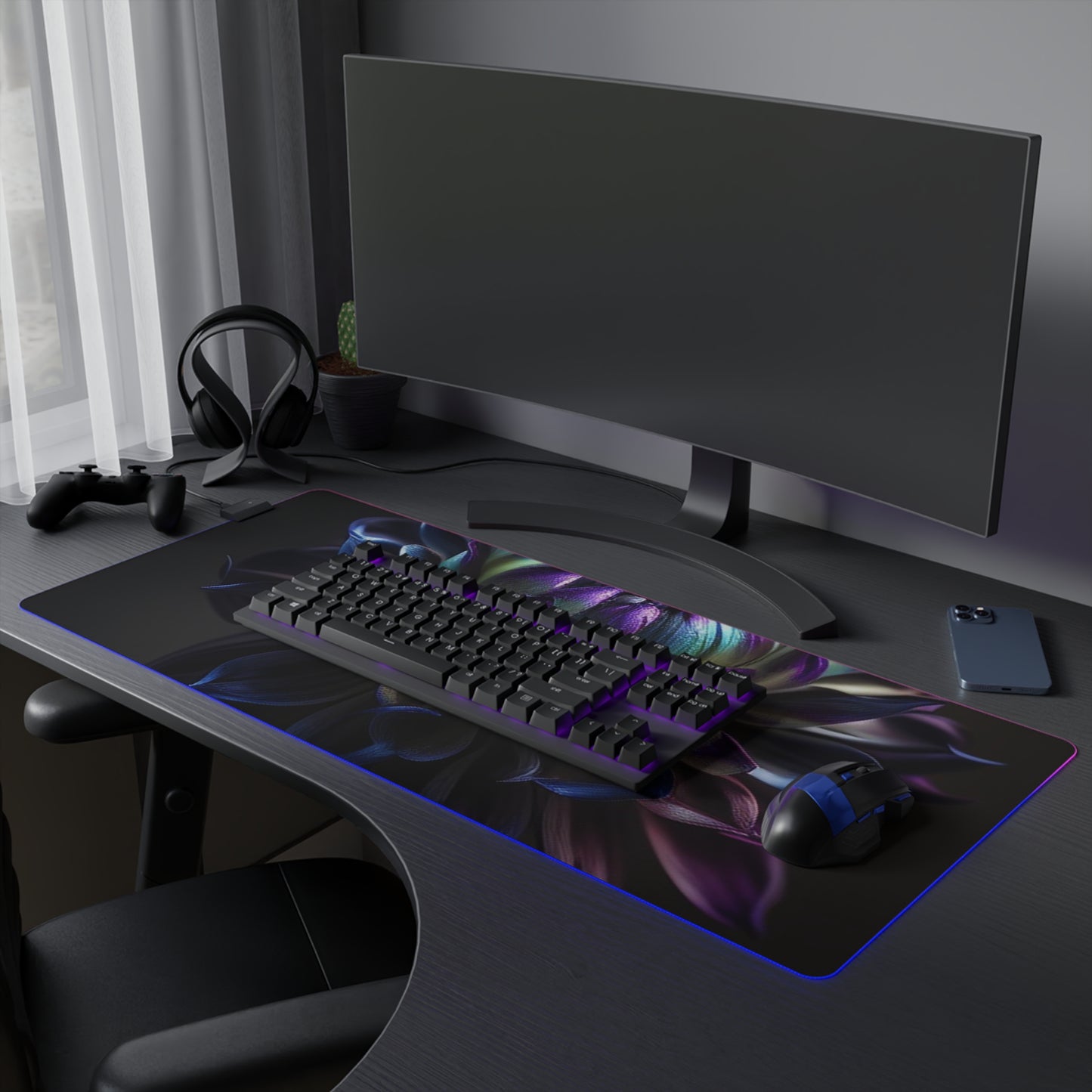 LED Gaming Mouse Pad Dahlia Purple 4