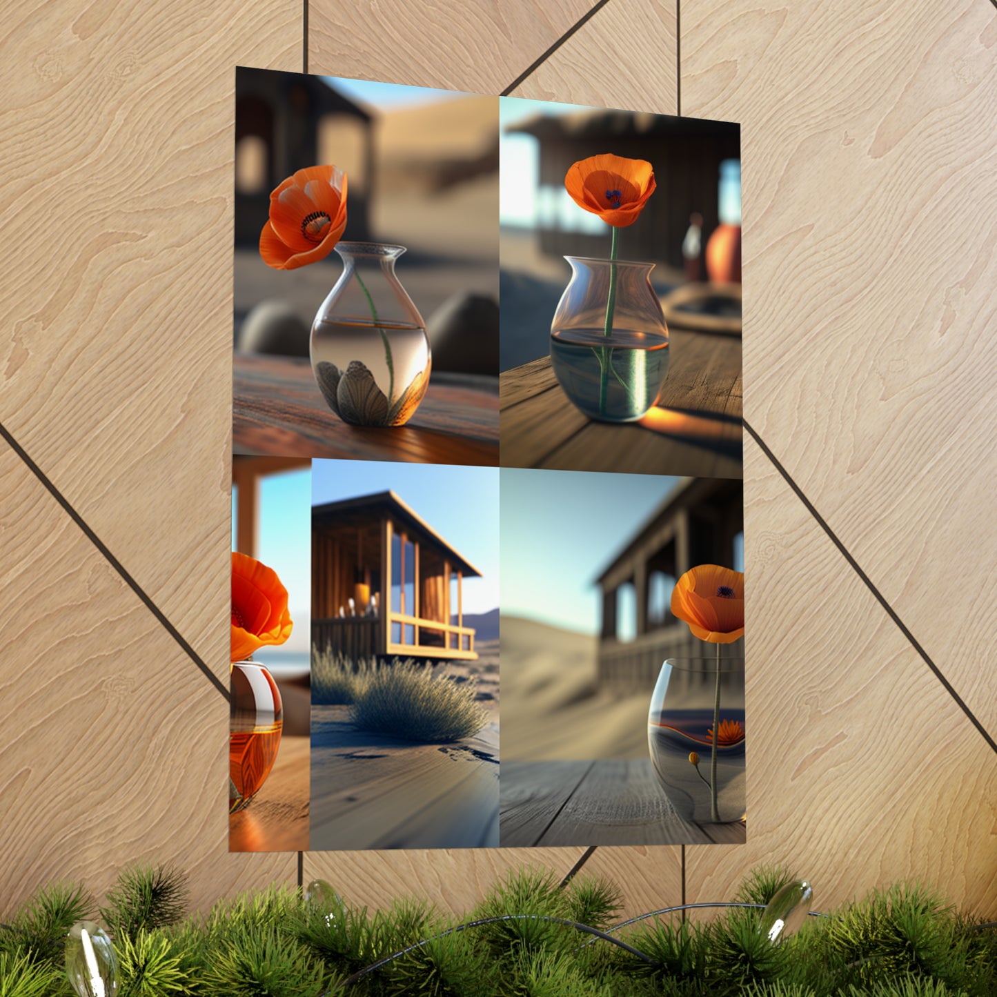 Premium Matte Vertical Posters Poppy in a Glass Vase 5