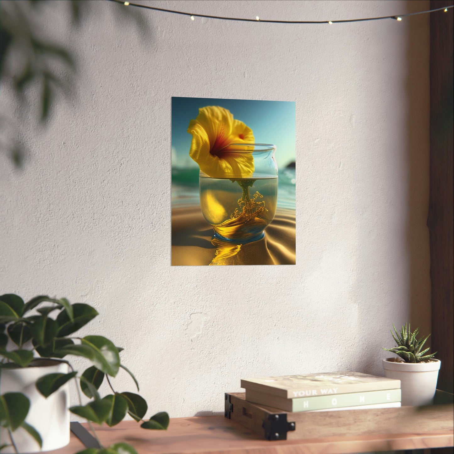 Premium Matte Vertical Posters Yellow Hibiscus glass 1