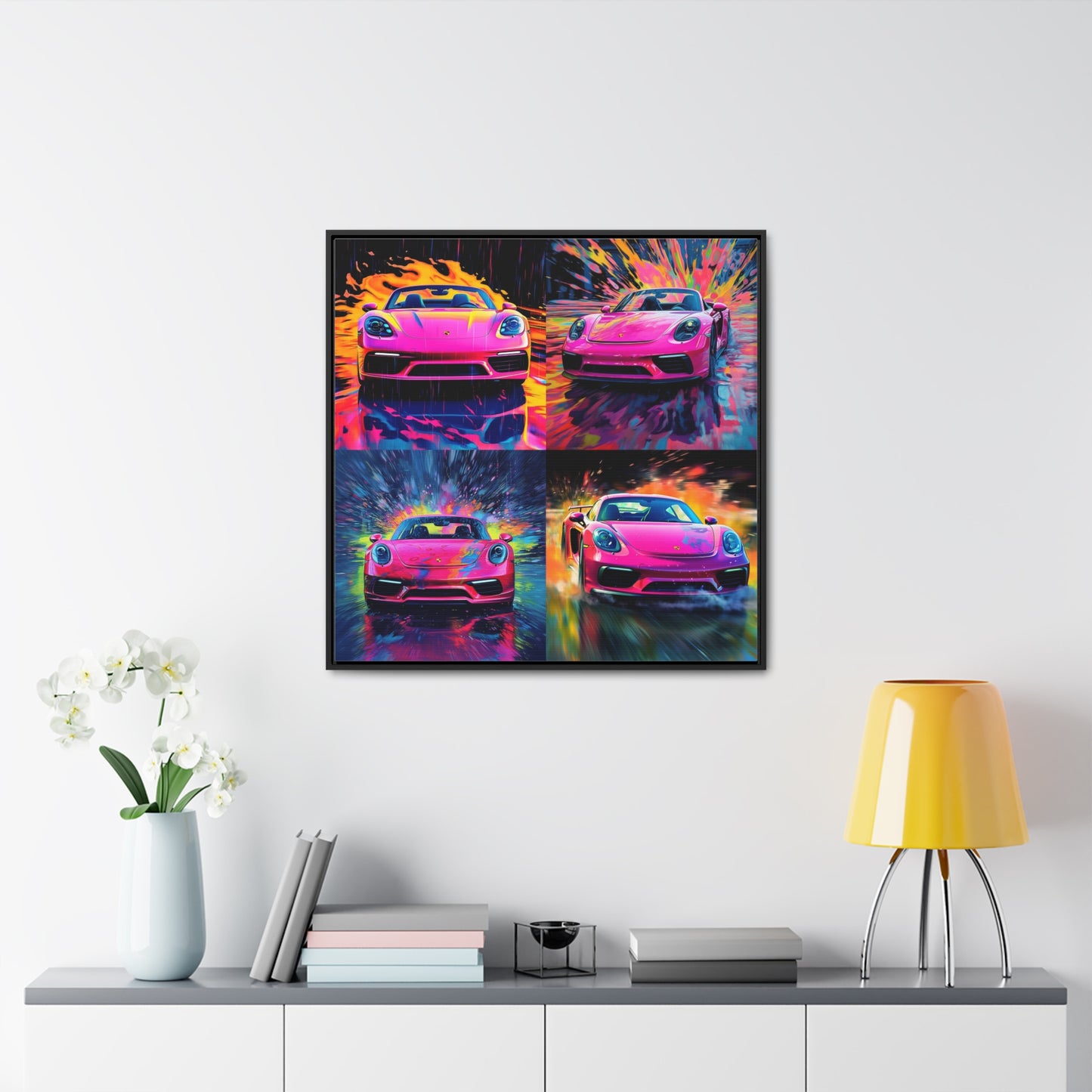 Gallery Canvas Wraps, Square Frame Pink Porsche water fusion 5