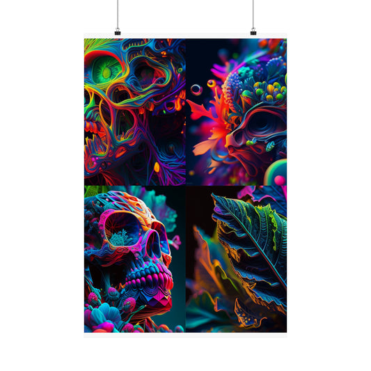 Premium Matte Vertical Posters Florescent Skull Death 5