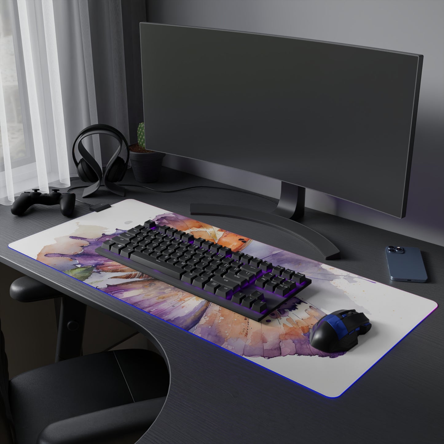 LED Gaming Mouse Pad MerlinRose Watercolor Butterfly 1