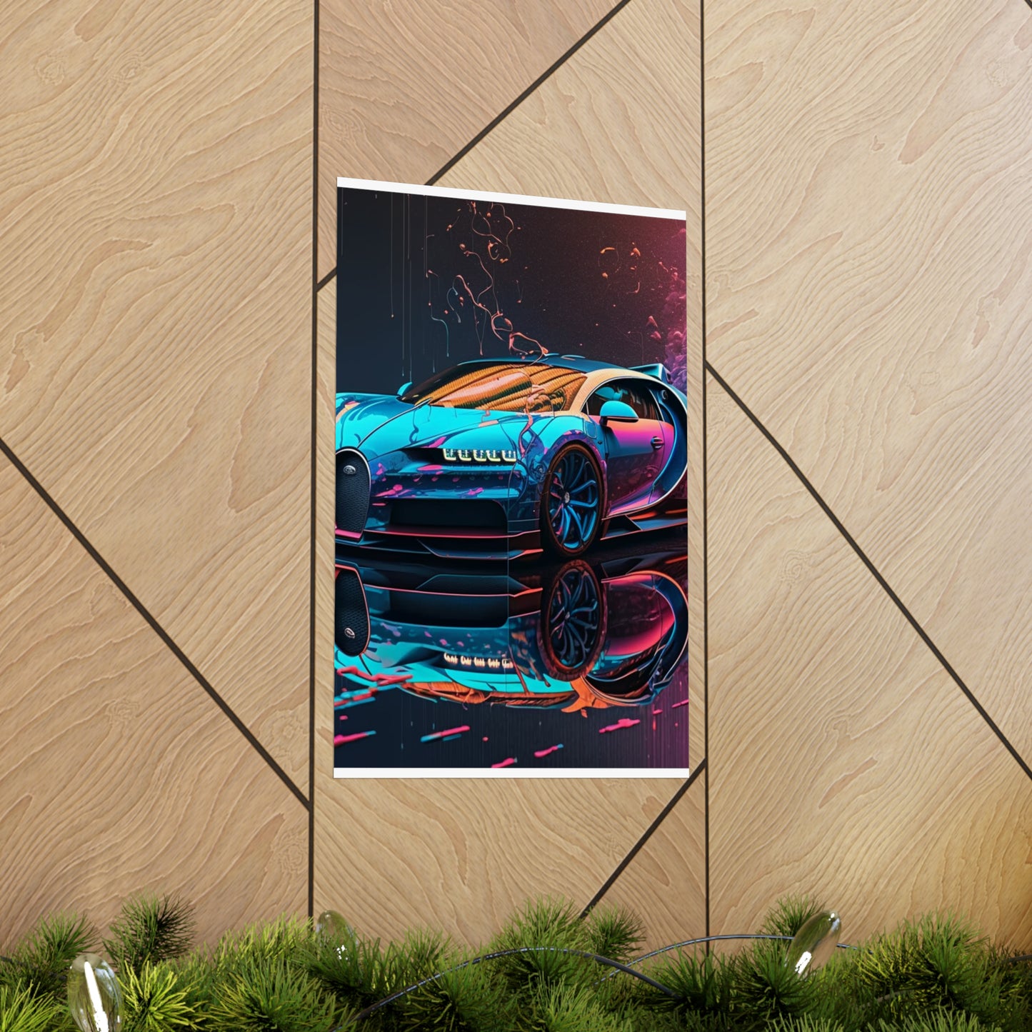 Premium Matte Vertical Posters Bugatti Neon Chiron 4