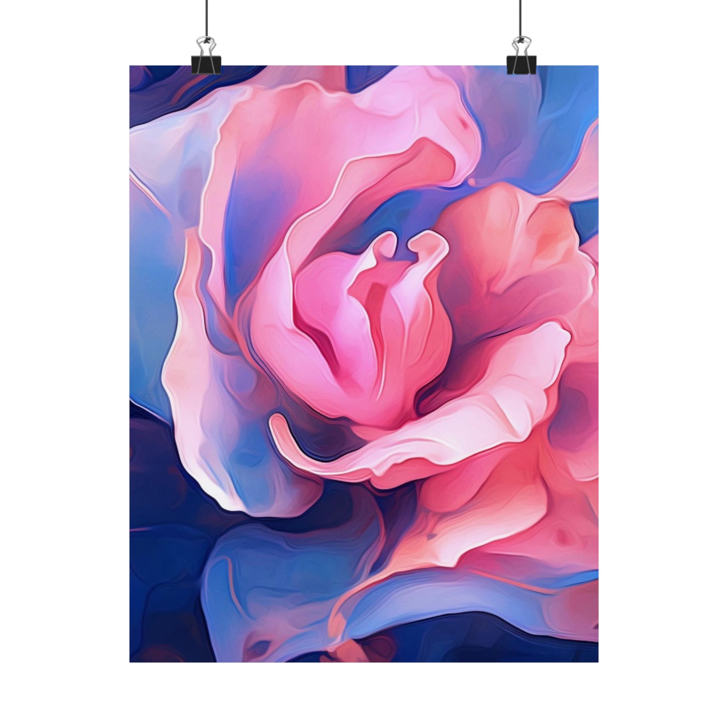 Premium Matte Vertical Posters Pink & Blue Tulip Rose 1