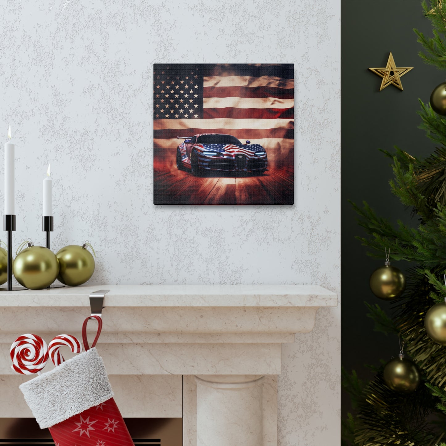 Canvas Gallery Wraps Abstract American Flag Background Bugatti 2