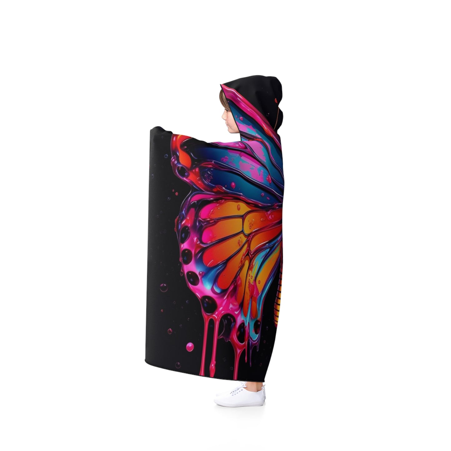 Hooded Blanket Pink Butterfly Flair 1