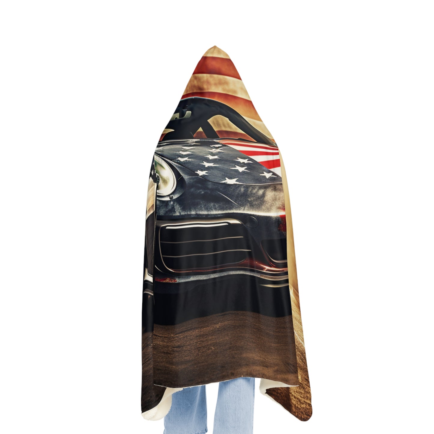 Snuggle Hooded Blanket Abstract American Flag Background Porsche 1