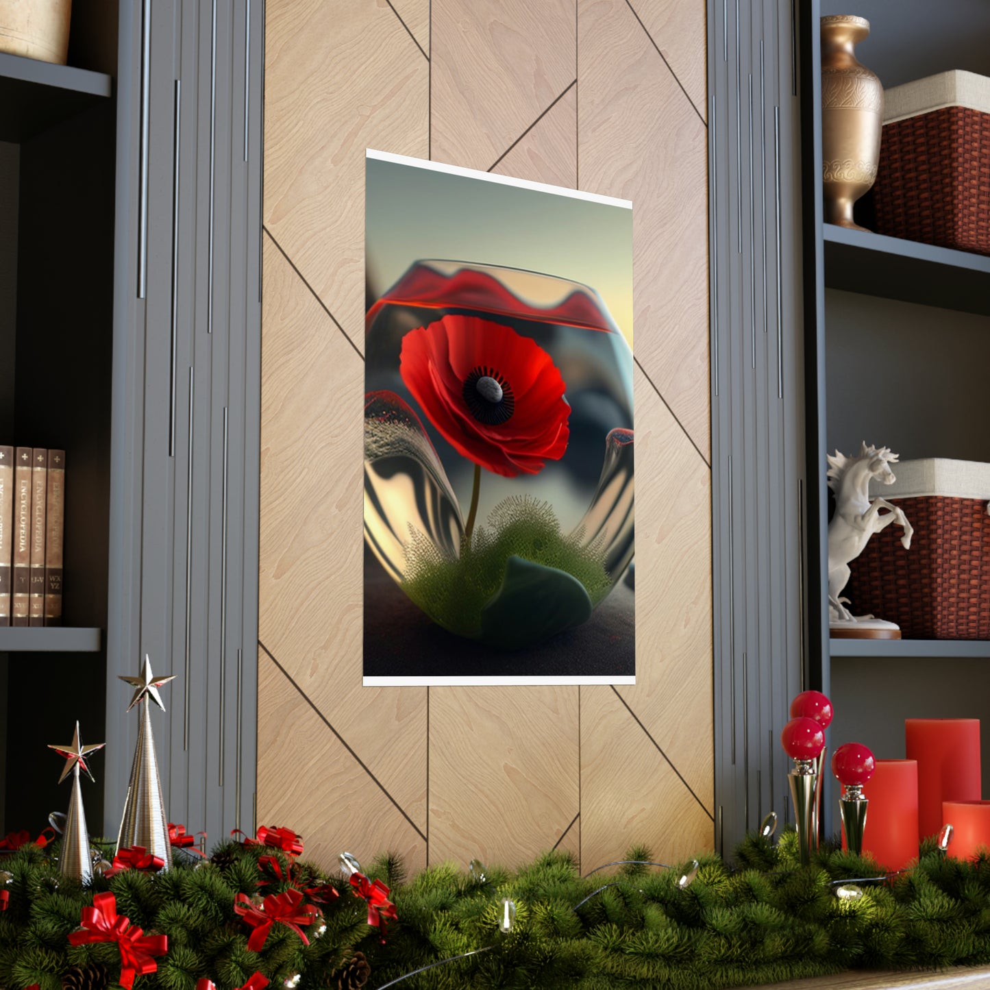 Premium Matte Vertical Posters Red Anemone in a Vase 3