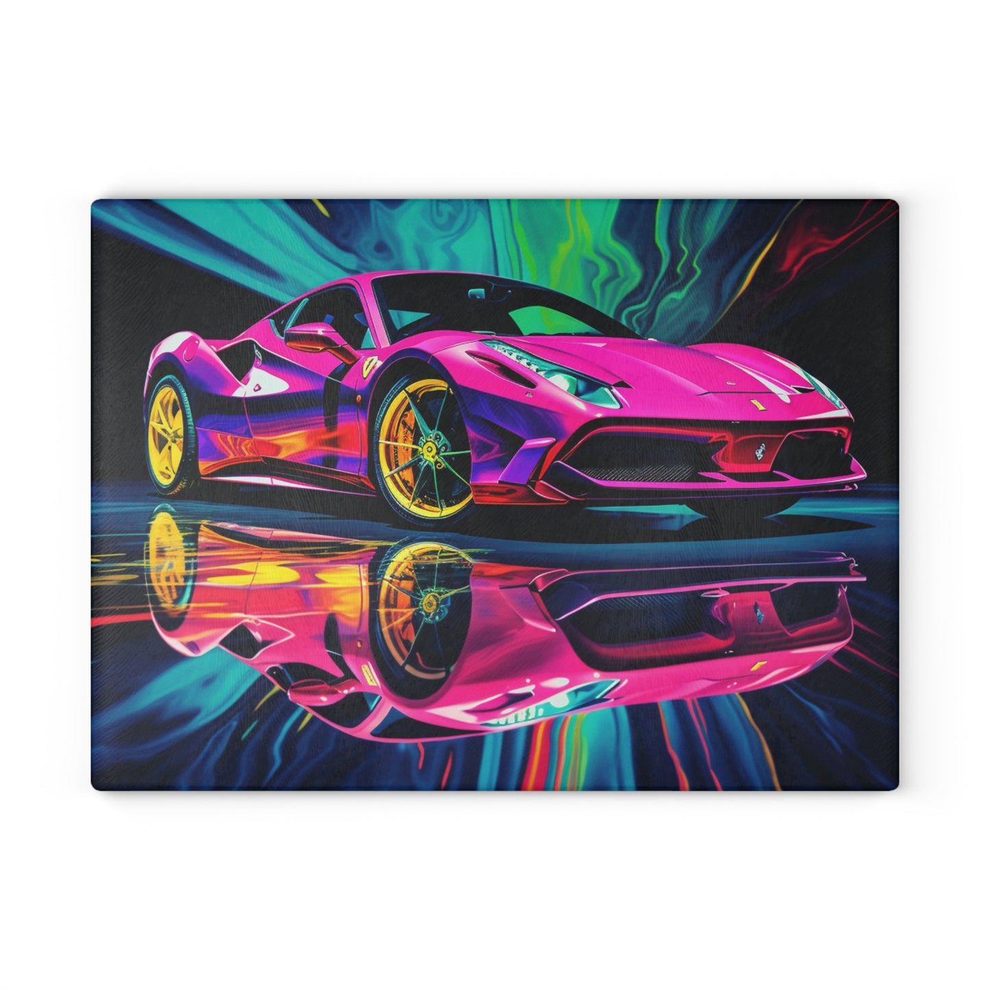 Glass Cutting Board Pink Ferrari Macro 4