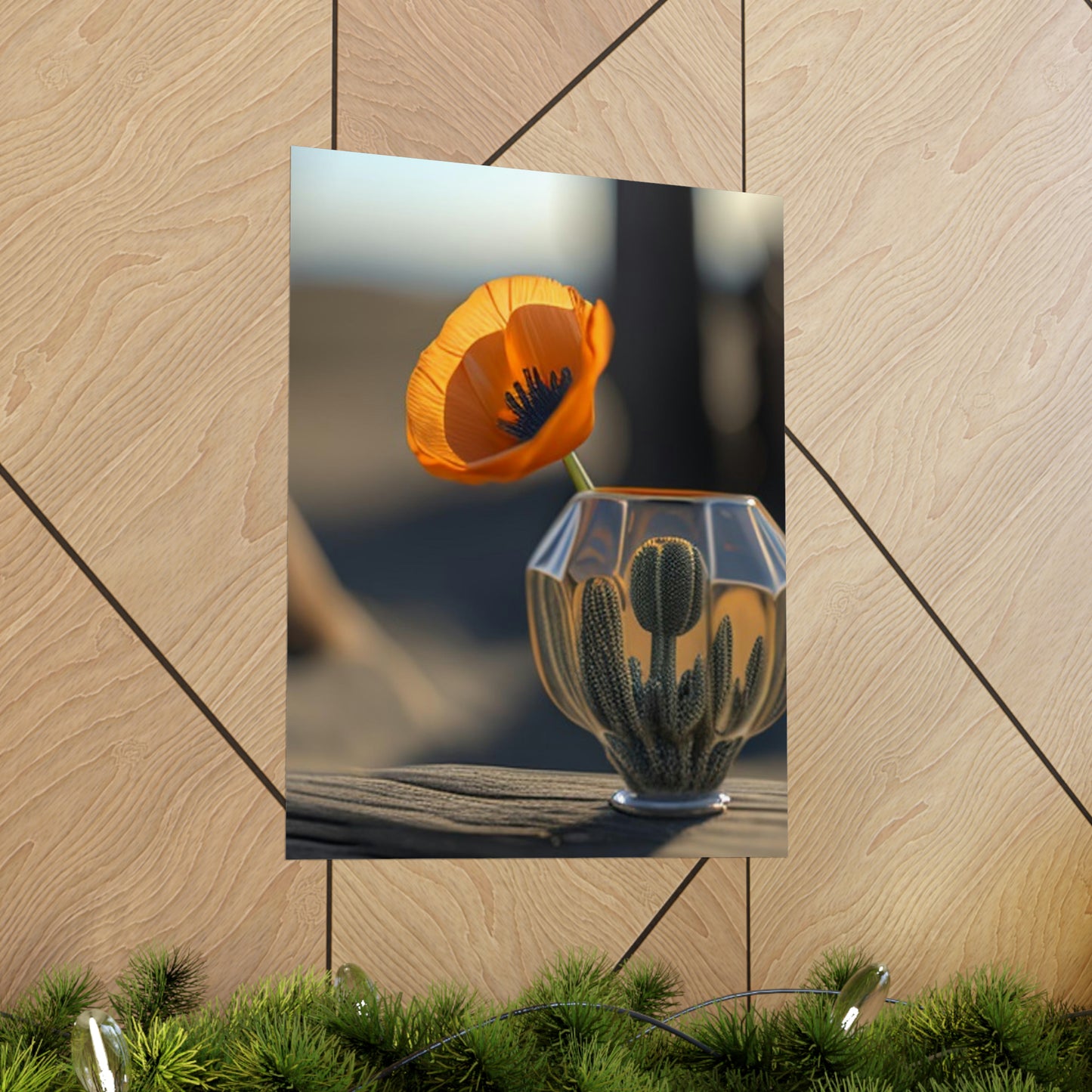 Premium Matte Vertical Posters Orange Poppy in a Vase 2