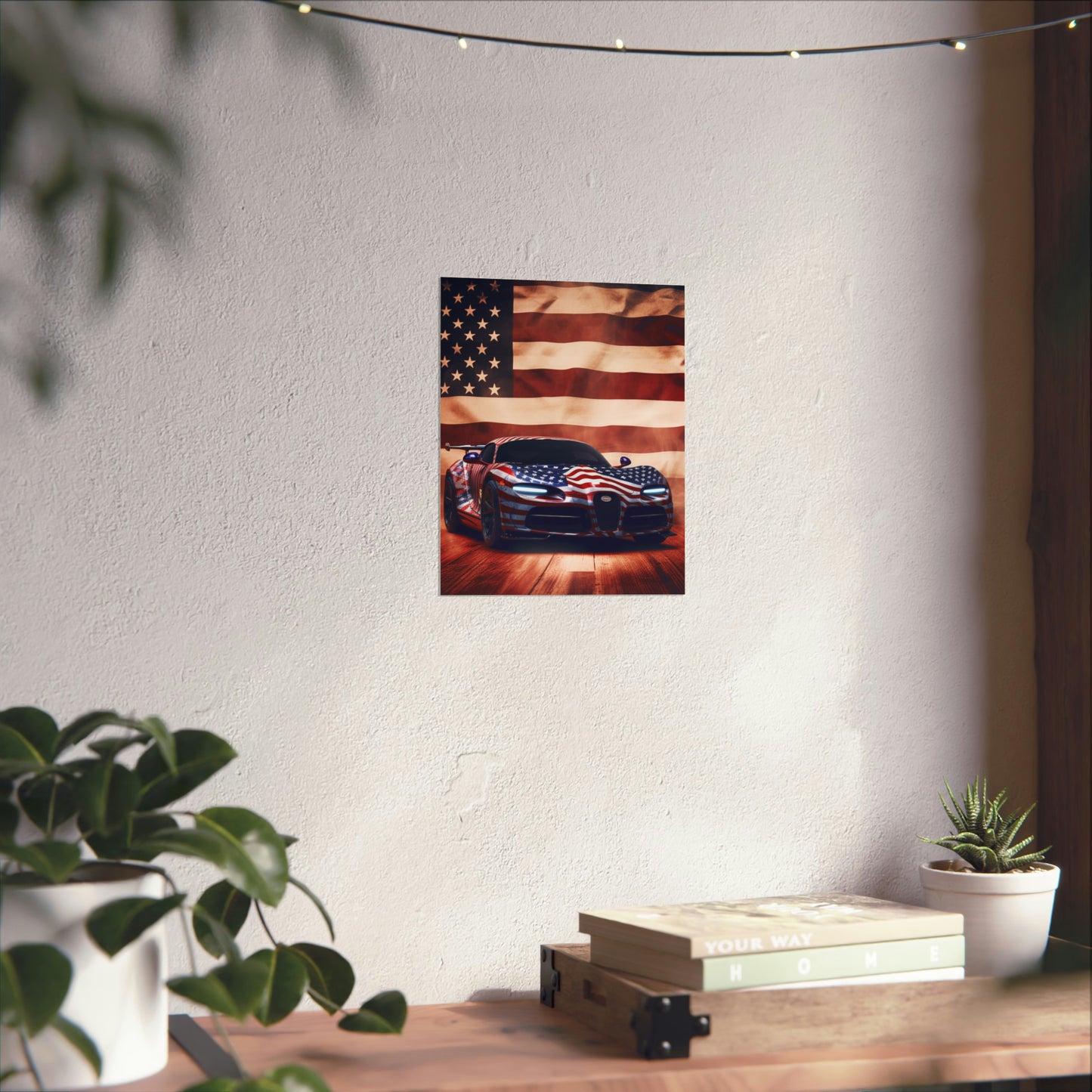 Premium Matte Vertical Posters Abstract American Flag Background Bugatti 2