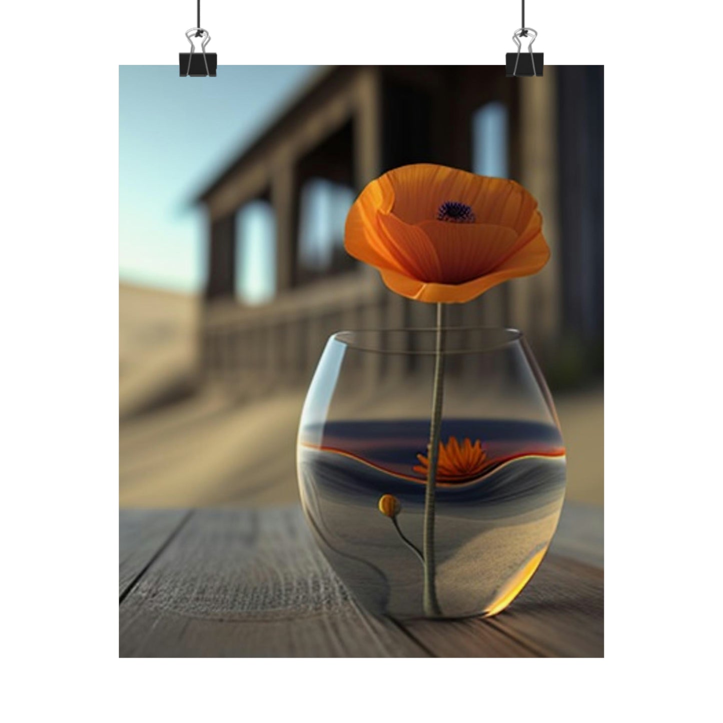 Premium Matte Vertical Posters Poppy in a Glass Vase 4