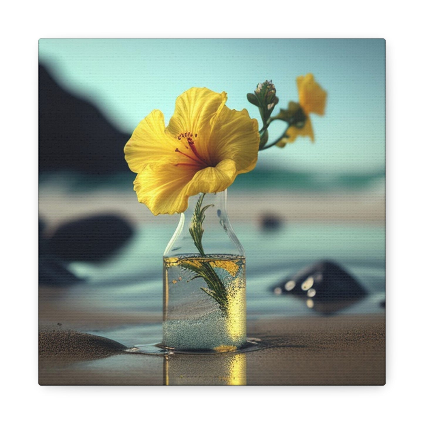 Canvas Gallery Wraps Yellow Hibiscus glass 3