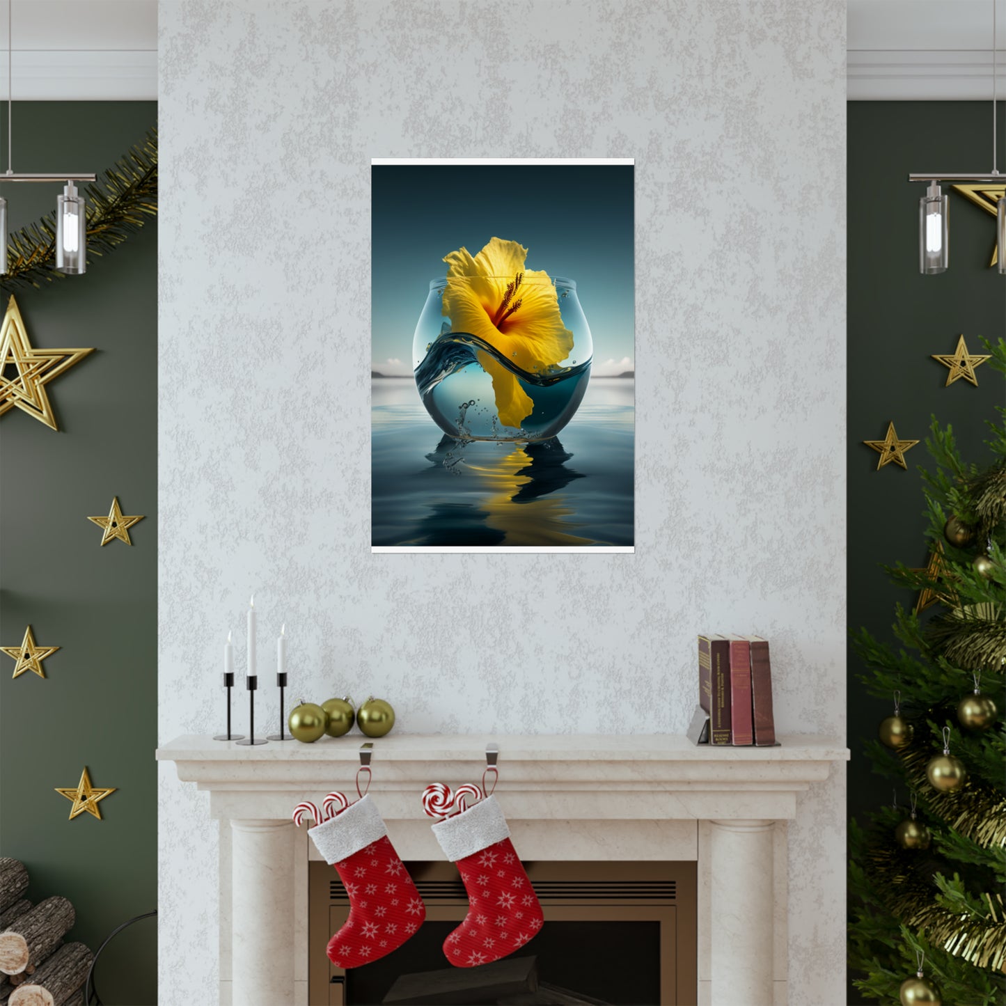 Premium Matte Vertical Posters Yellow Hibiscus glass 4