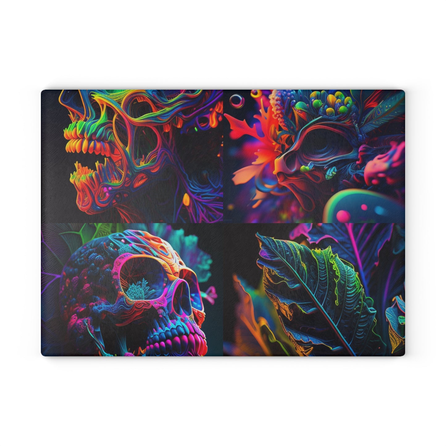 Glass Cutting Board Florescent Skull Death 5