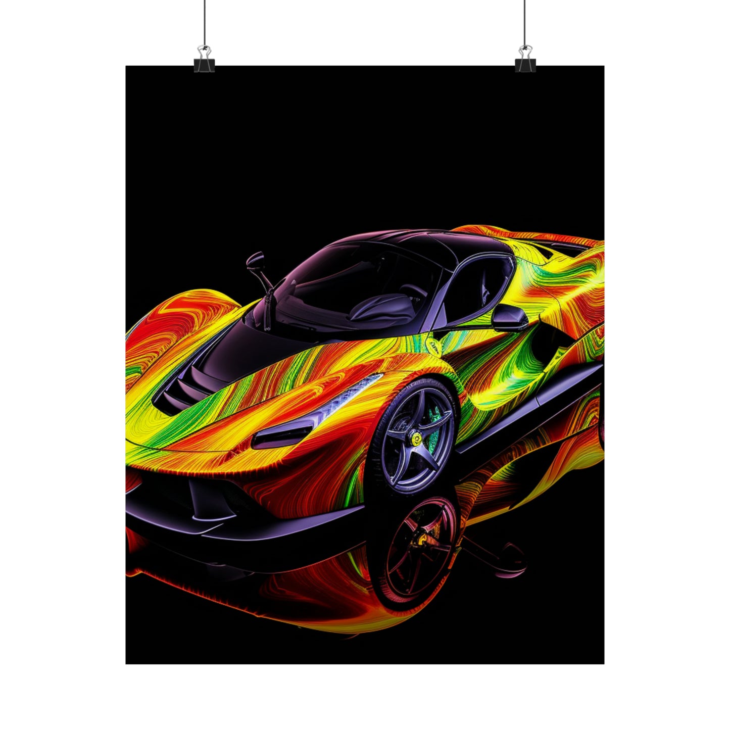 Premium Matte Vertical Posters Ferrari Neon 4