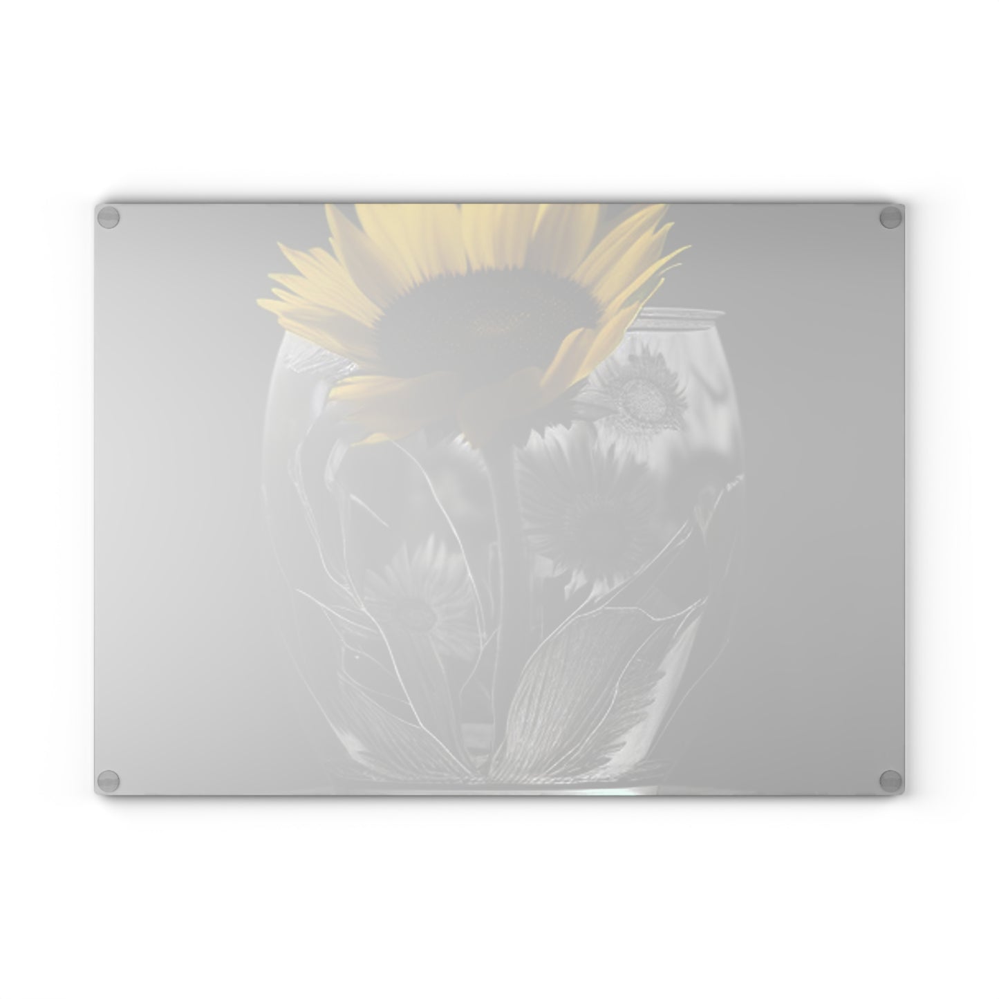 Glass Cutting Board Yellw Sunflower in a vase 1