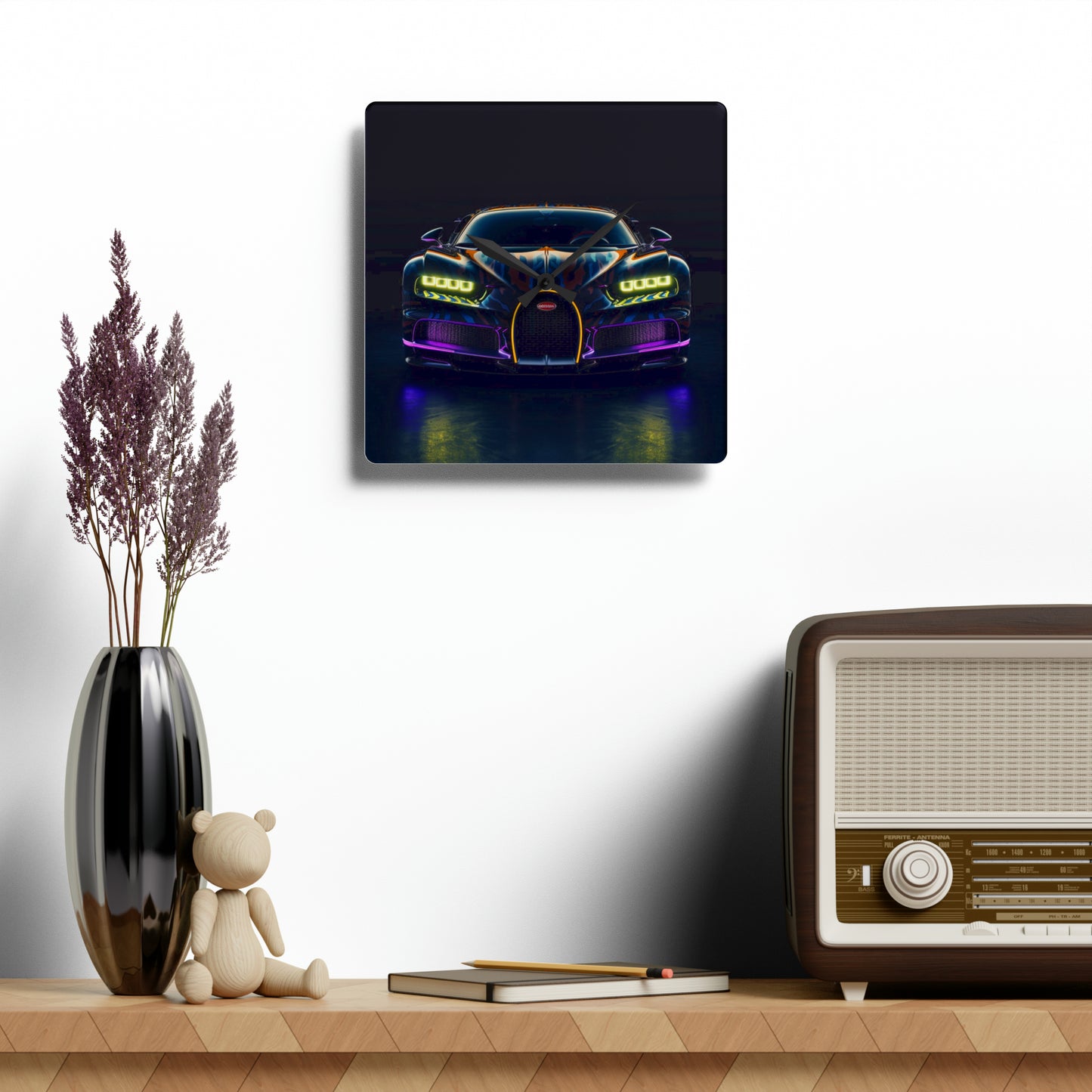 Acrylic Wall Clock Hyper Bugatti Chiron 3