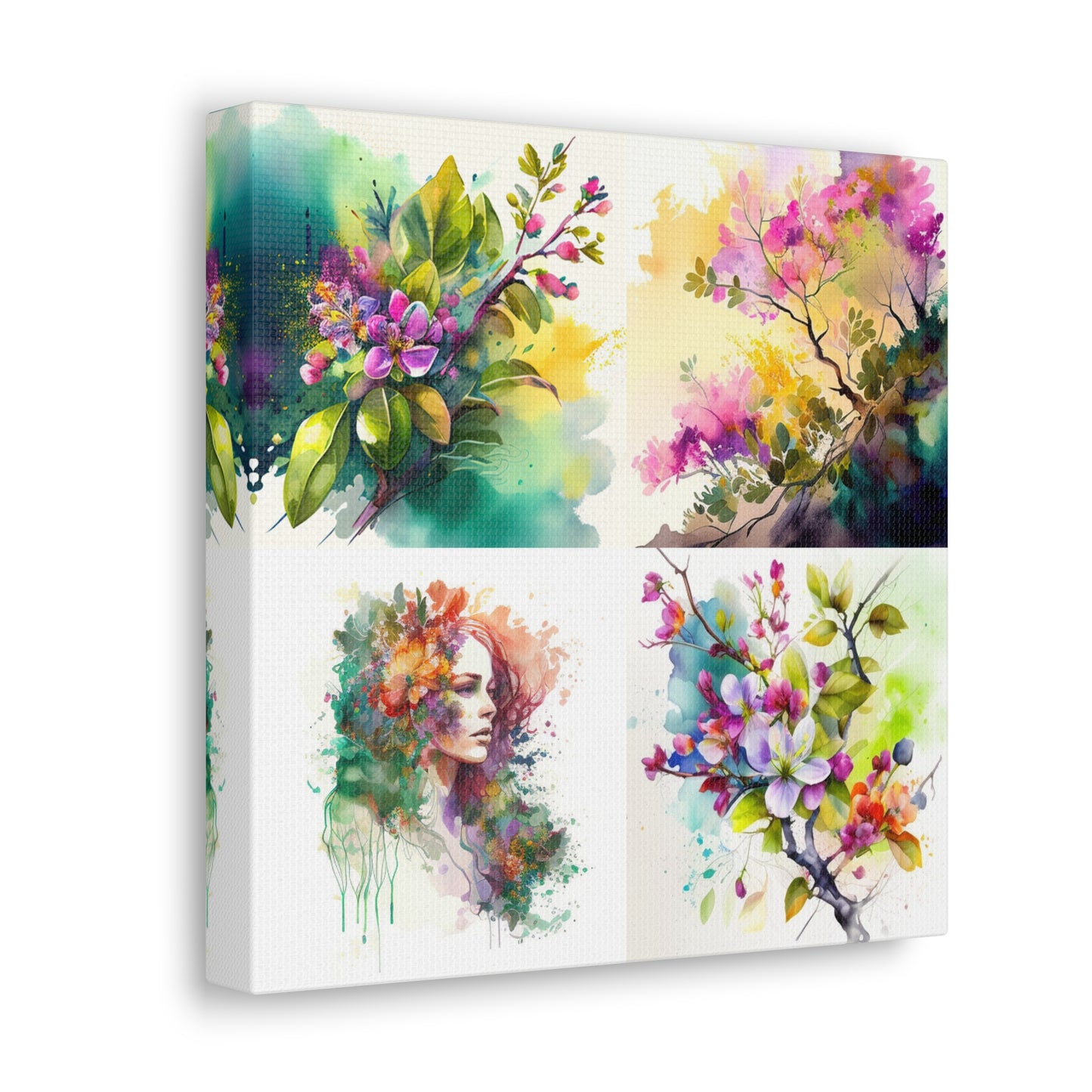 Canvas Gallery Wraps Mother Nature Bright Spring Colors Realistic Watercolor 5