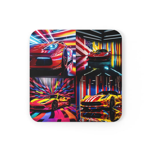 Corkwood Coaster Set Macro Flag Ferrari 5