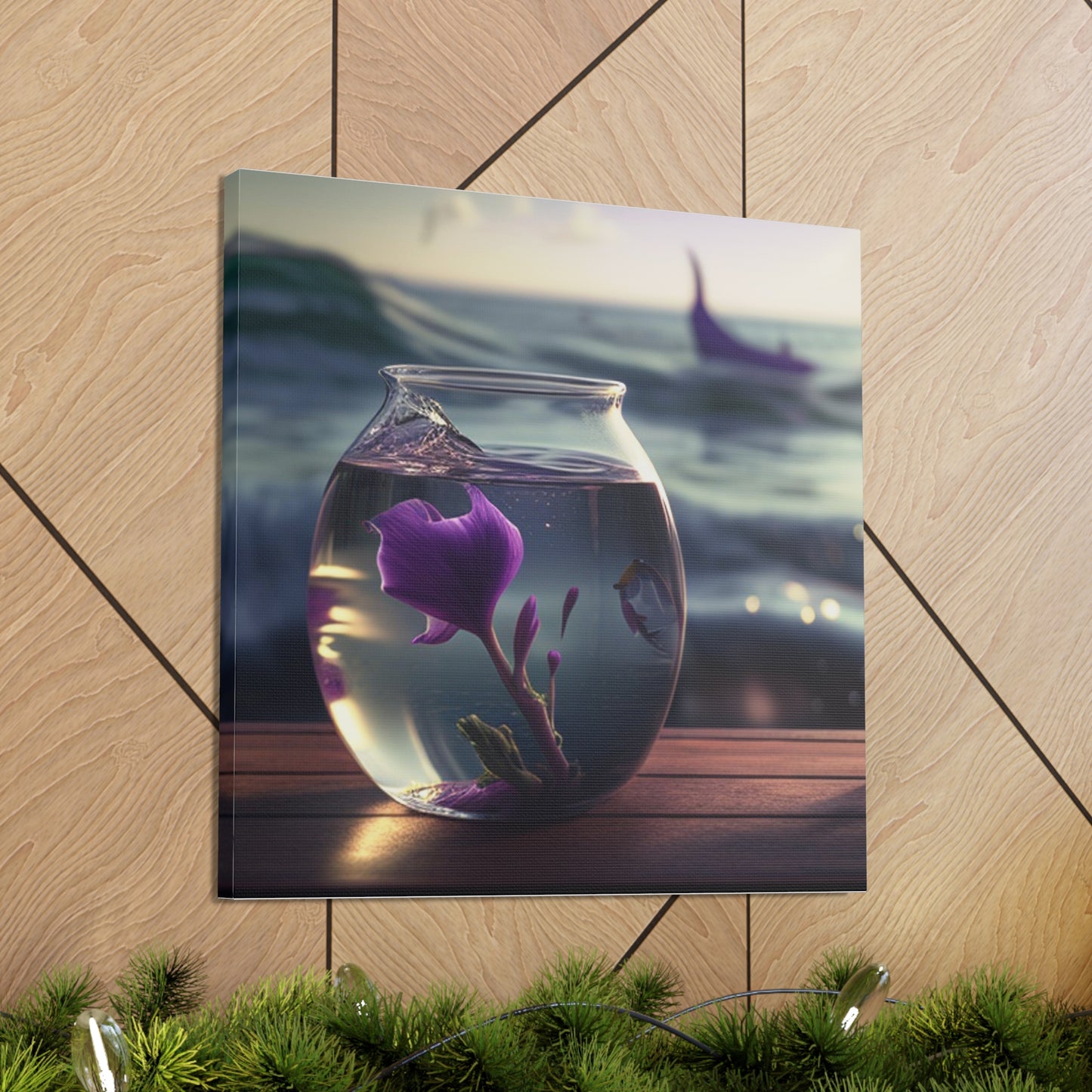 Canvas Gallery Wraps Purple Sweet pea in a vase 1