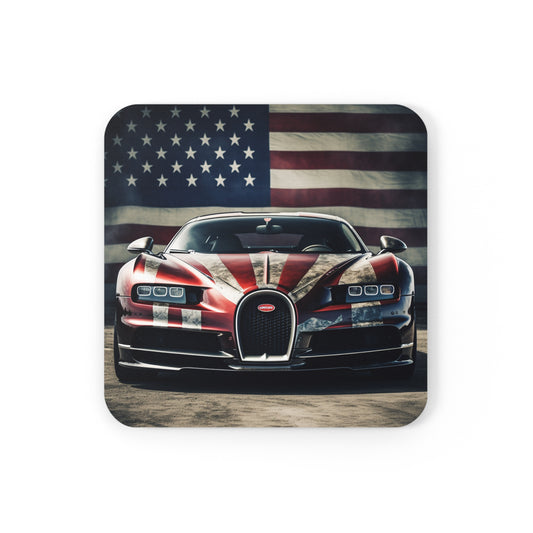 Corkwood Coaster Set American Flag Background Bugatti 3