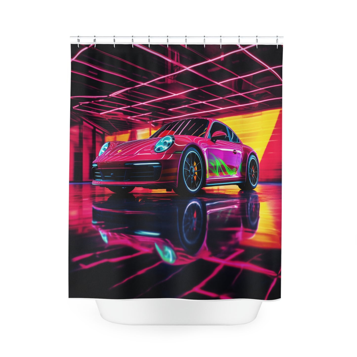 Polyester Shower Curtain Macro Porsche 3