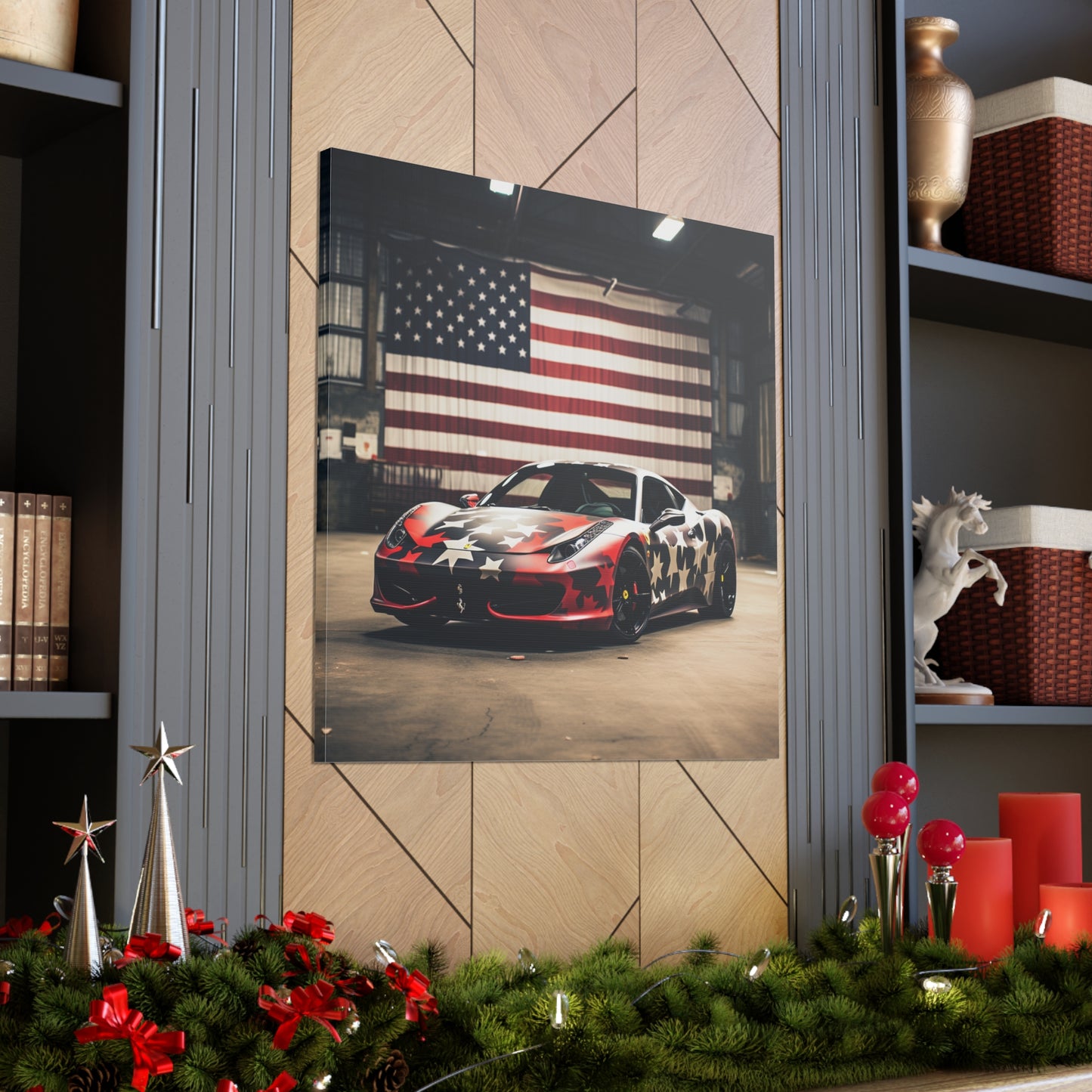 Canvas Gallery Wraps American Flag Farrari 1