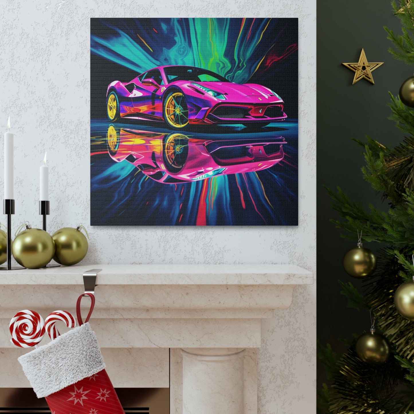 Canvas Gallery Wraps Pink Ferrari Macro 4