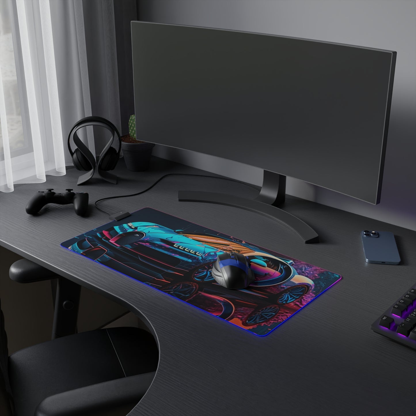 LED Gaming Mouse Pad Bugatti Neon Chiron 4