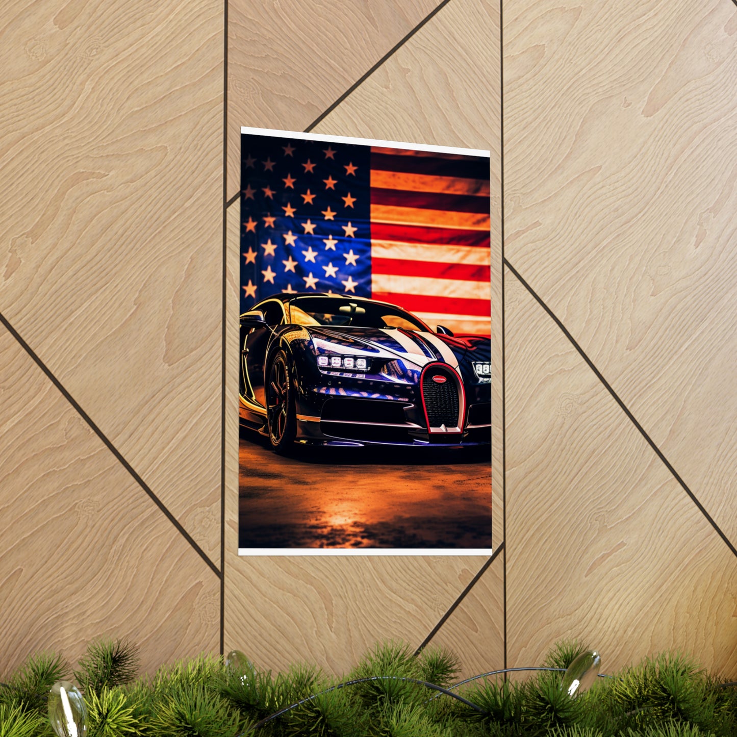 Premium Matte Vertical Posters Macro Bugatti American Flag 4