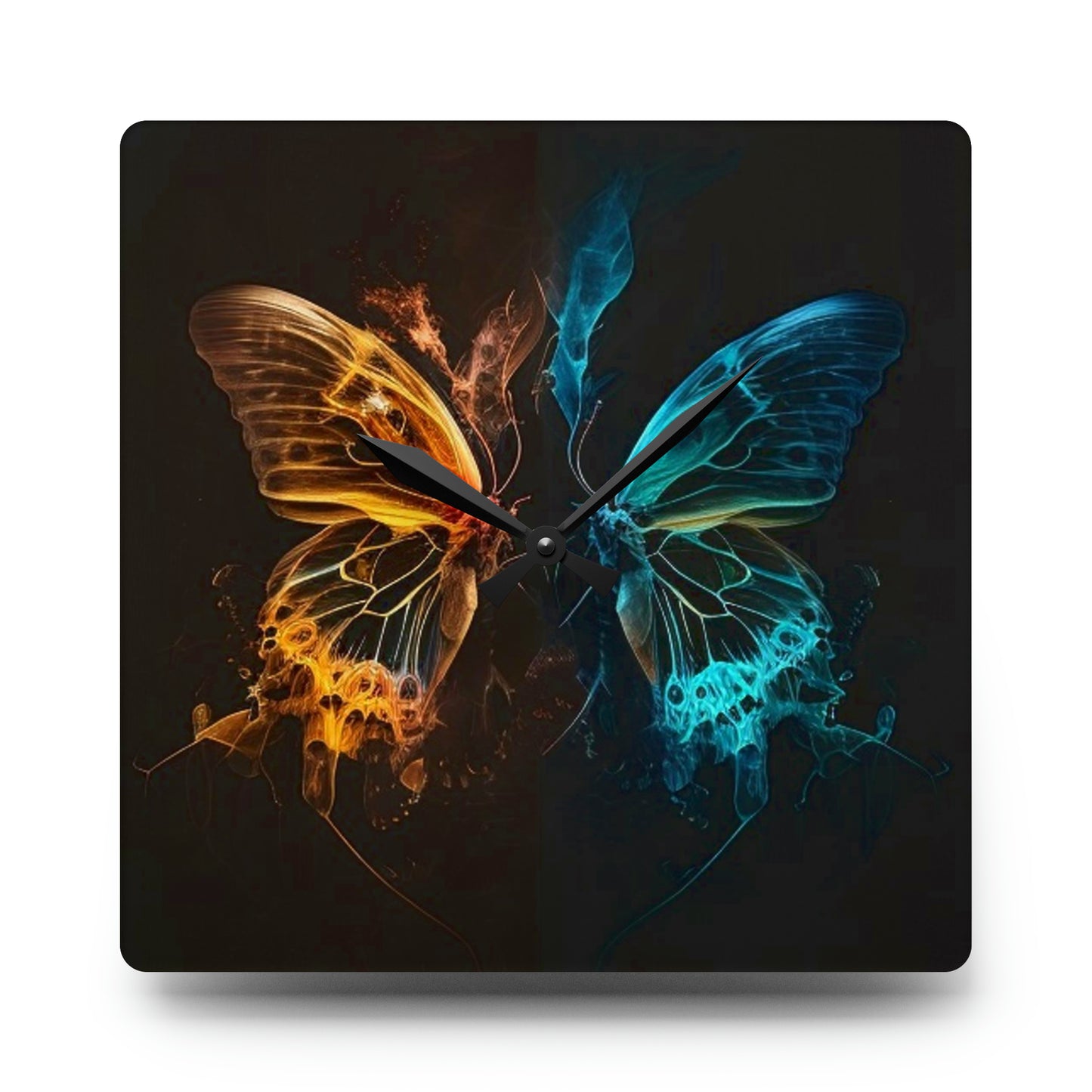 Acrylic Wall Clock Kiss Neon Butterfly 3