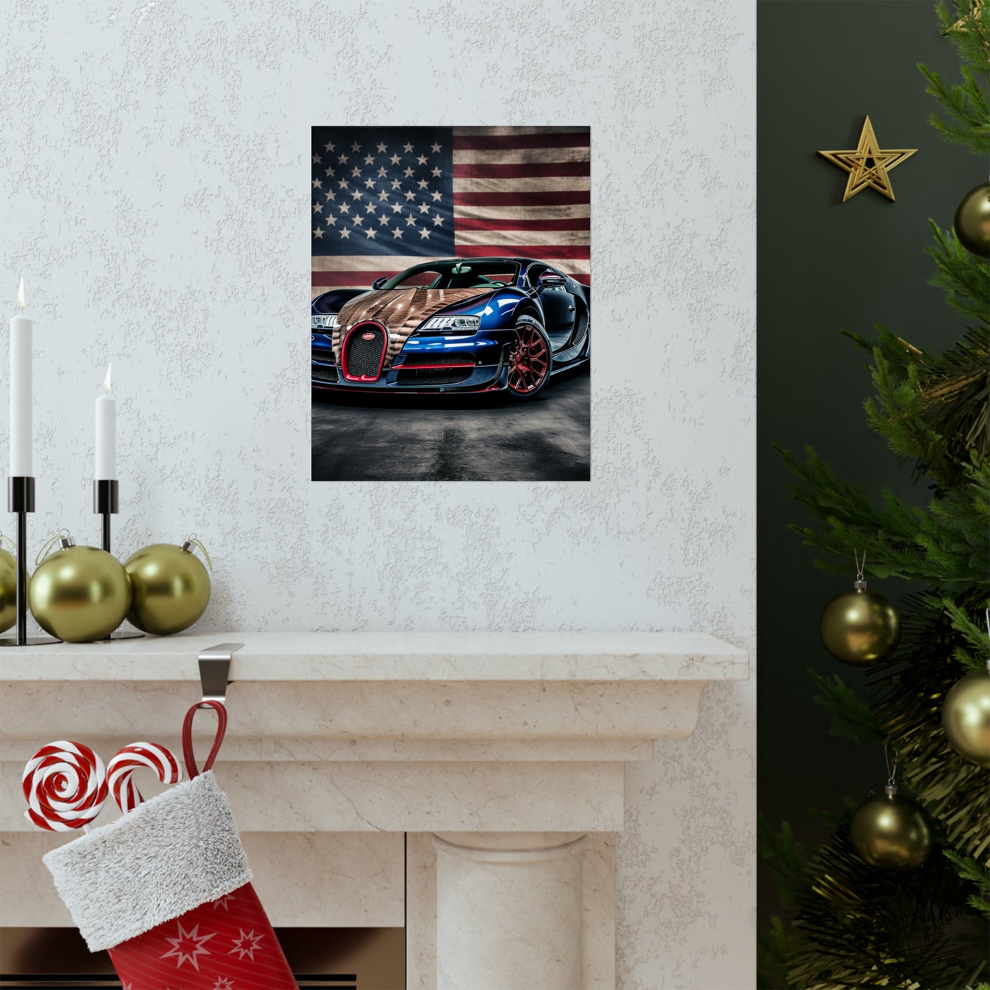 Premium Matte Vertical Posters Bugatti American Flag 4