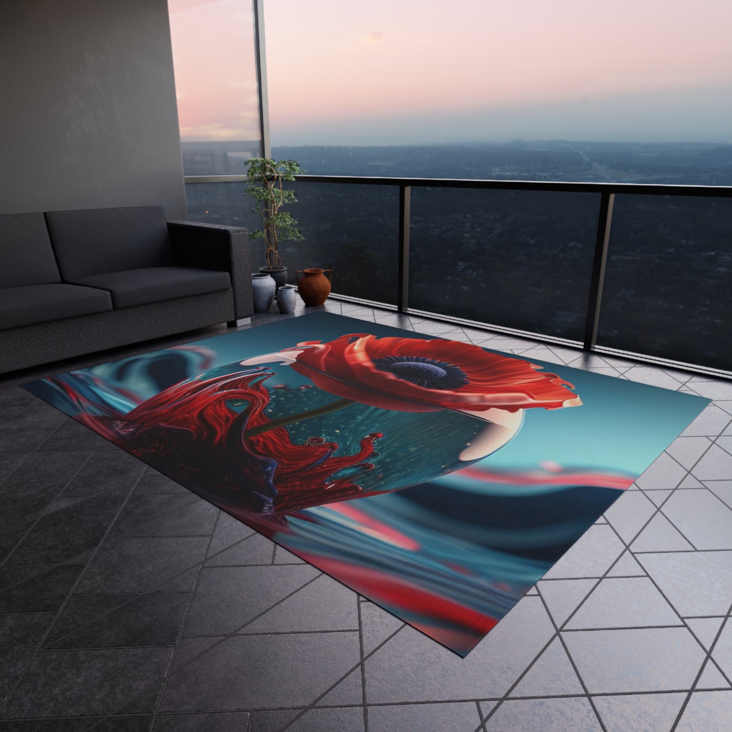 Outdoor Rug  Red Anemone in a Vase 2