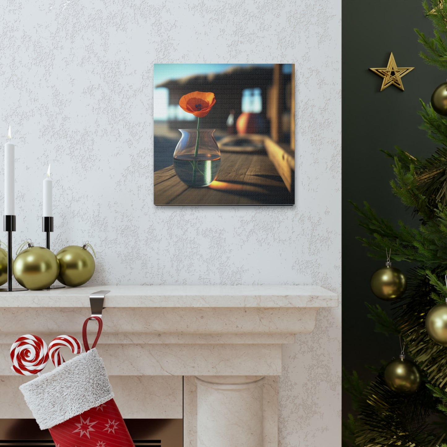 Canvas Gallery Wraps Poppy in a Glass Vase 2
