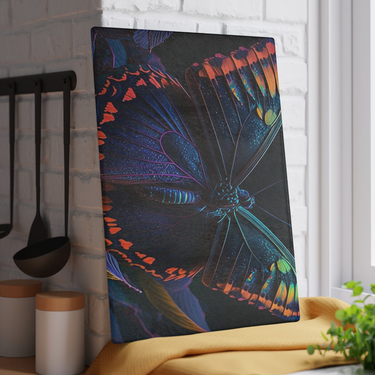 Glass Cutting Board Hue Neon Butterfly 3