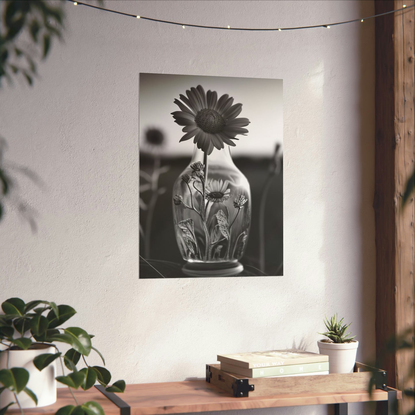 Premium Matte Vertical Posters Yellw Sunflower in a vase 2