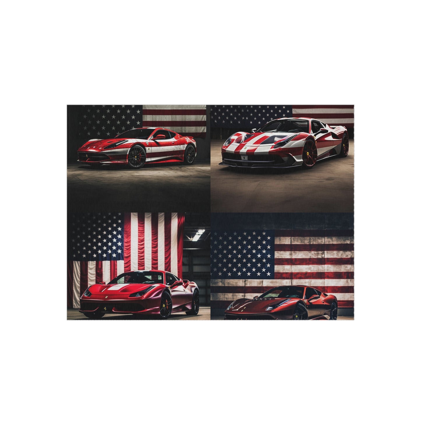 Outdoor Rug  American Flag Background Ferrari 5