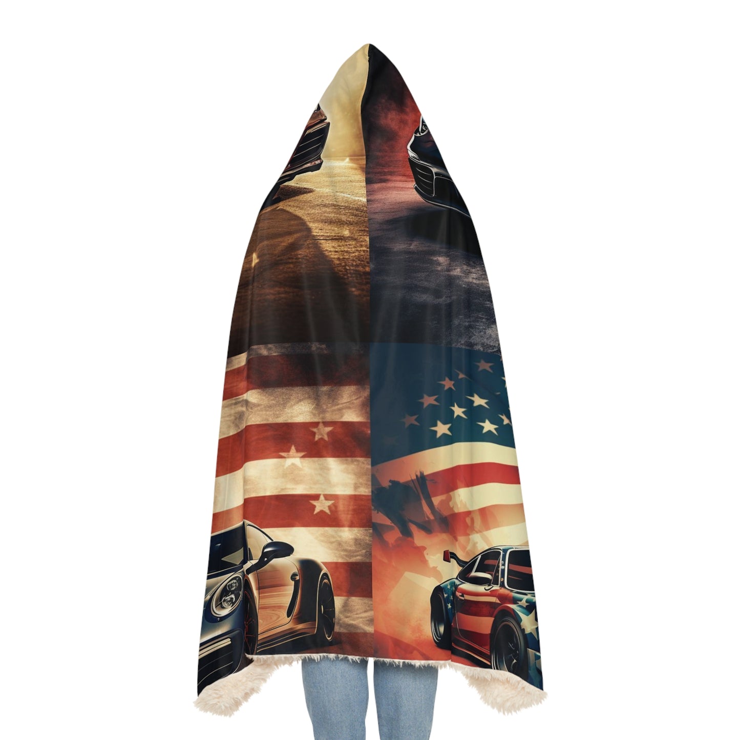 Snuggle Hooded Blanket Abstract American Flag Background Porsche 5