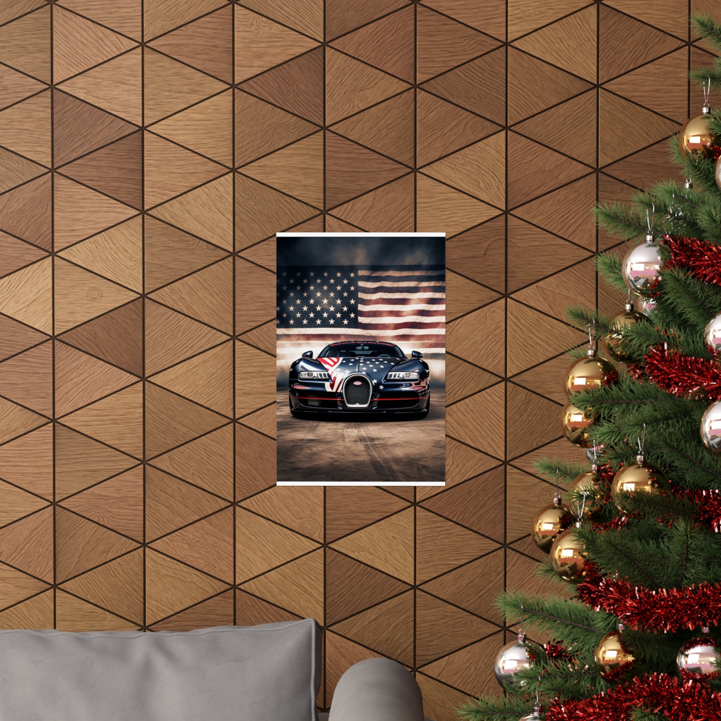 Premium Matte Vertical Posters Bugatti American Flag 2