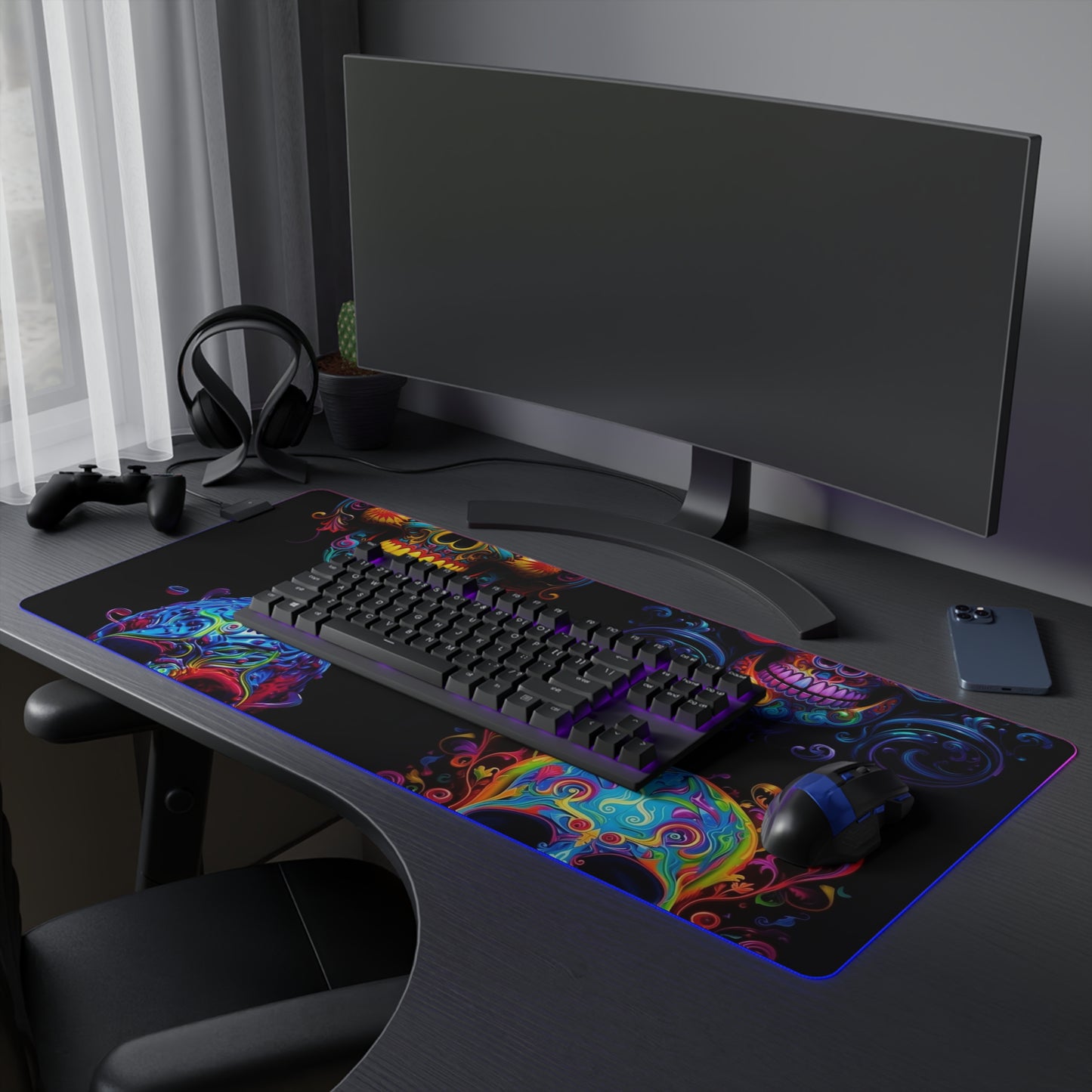 LED Gaming Mouse Pad Macro Skull Color 5